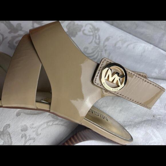 Michael Kors Womens Shoes Size 9M Tan Leather Strappy Sandal Heels - Picture 3 of 9